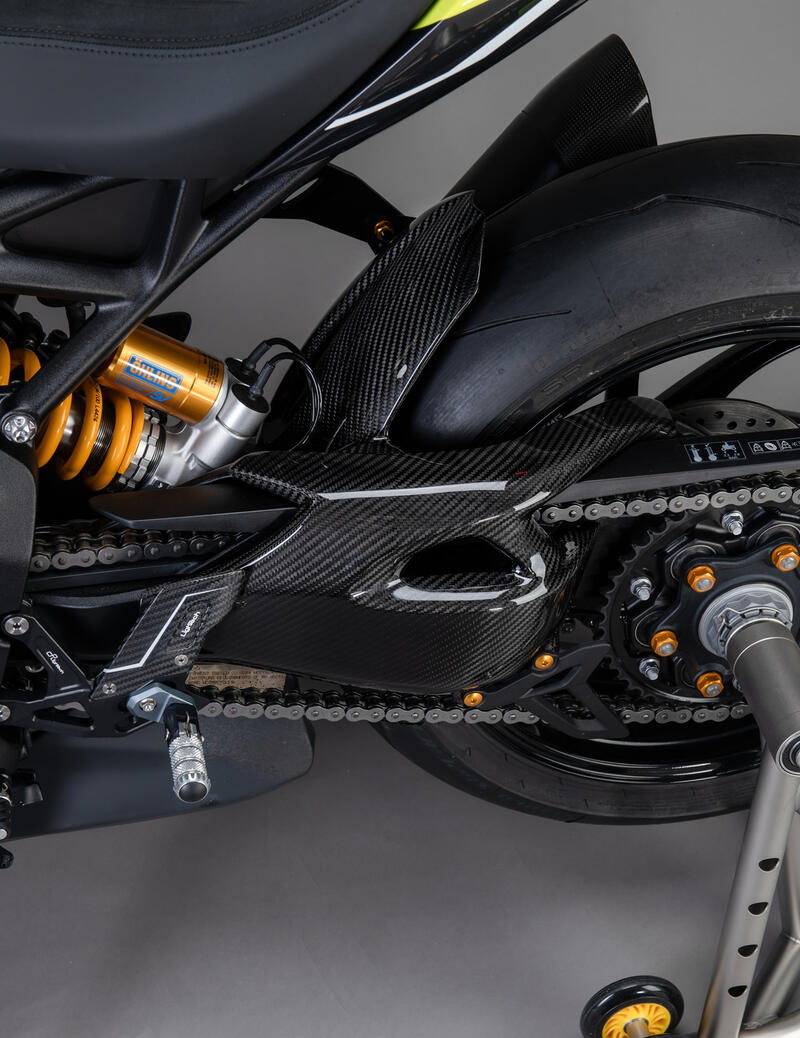 Protezioni Forcellone In Carbonio (Coppia) per Triumph Lucido