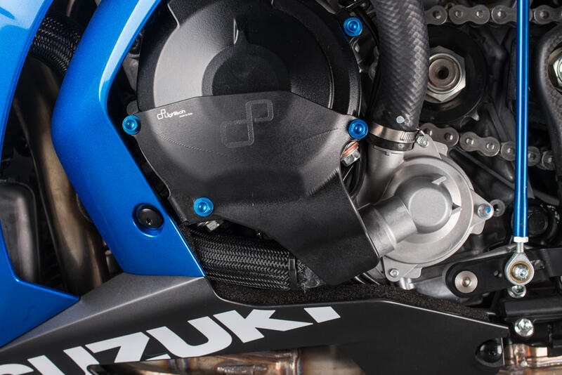 Protezione In Alluminio Copri Alternatore Lato Sinistro per Suzuki Nero
